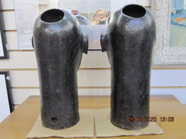 Pair of Tribal Art Large Companion Ife bronze heads, each 41cm high (2)  Condition ReportPlease - Image 5 of 6