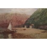 Hutton Mitchell (1872-1939) Watercolour Lakeside scene, signed lower right, 35.5 x 51cm