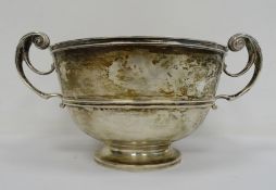 Early 20th century silver two-handled circular pedestal bowl of plain form, London 1905, maker