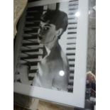 Audrey Hepburn, black and white photographic portrait in mirrored frame , 75 x 95 cms, with