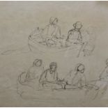 Attributed to Richard Hume Lancaster (1773-1853) Pencil study Fisherman and rowing boats,