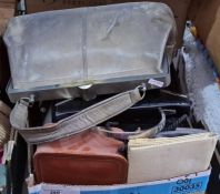 Various vintage handbags and a quantity of long playing records