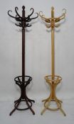 Modern beech hat/coat stand and another in mahogany (2)