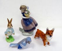 Beswick Beatrix Potter 'Peter Rabbit', Royal Doulton model of a Corgi HN2559, Lladro figure of a