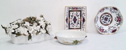 Royal Worcester 'Prince Regent' rectangular-shaped dish and pink bowl, a Royal Worcester 'Evesham'