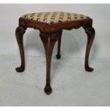 Georgian style mahogany stool with needlework seat on cabriole legs