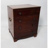 19th century mahogany chest of four drawers, the plain top with applied moulded edge, four drawers