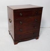 19th century mahogany chest of four drawers, the plain top with applied moulded edge, four drawers