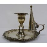 George IV silver chamberstick with floral relief decoration, London 1826, makers Rebecca Emes and
