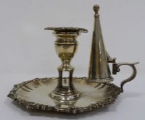 George IV silver chamberstick with floral relief decoration, London 1826, makers Rebecca Emes and