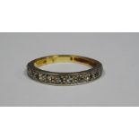 Gold and diamond half-eternity ring set with 12 small diamonds (gold marks worn), 3.5g total