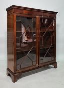 20th century mahogany display cabinet with astragal-glazed doors, bracket feet, 97cm x 110cm