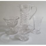 Waterford 'Marquis' pattern crystal bowl together with three other various cut glass pieces (4)