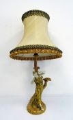 Royal Worcester figural table lamp, dancing figure in gold, numbered to base 1827, 73cm high