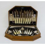 Cased set of silver-coloured metal flatware "The Bridge Cabinet"