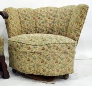 Late 19th/early 20th century chair, cream ground foliate upholstery