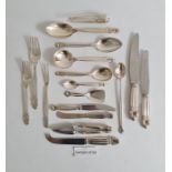 Georg Jensen sterling silver acorn-pattern table flatware service designed by Johan Rohde comprising
