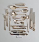 Georg Jensen sterling silver acorn-pattern table flatware service designed by Johan Rohde comprising