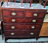 19th century mahogany chest of two short over three long drawers, brass handles, 99 x 106cmCondition