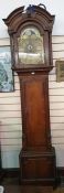 LOT WITHDRAWN George III mahogany and oak longcase clock with broken arched pediment, the brass