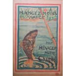 After Marthe Picard  Blockprint poster  "Mangez Moins de Viande Pour Menager Notre Cheptel", circa