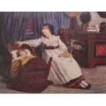 Edwards Oil on panel Mother and child in cottage interior, signed and dated 1861 lower right, 18 x