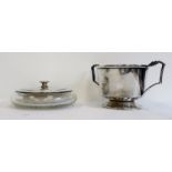 1930's silver two-handled trophy cup of squat form, on circular base, Birmingham 1934, makers E.W.H,