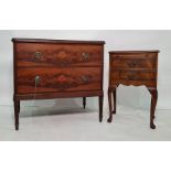 20th century mahogany side table with brushing slide of two drawers, cabriole legs together with a