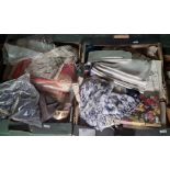 Large quantity of table linen to include damask napkins, tableclothes, college scarves, games, a