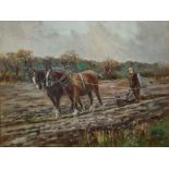 Henry Rollet Hoyle Farmer with horsedrawn plough, signed lower right, 18 x 23cm