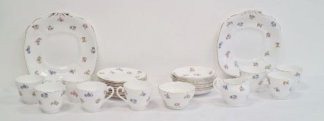 Adderley part tea service, floral decorated, no. H345 to base