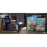 Two boxes of assorted books, mainly childrens and ICF Reference Library in nine volumes, books on