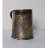 Silver christening mug, tapered with angular handle, 7.5cm high, Sheffield 1926