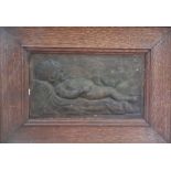 Benjamin Creswick (1853-1946) painted plaster plaque in rectangular wooden frame "Sam's Baby",