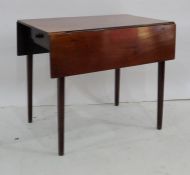 19th century mahogany Pembroke table with square section tapering supports, 85.5cm long