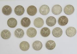 Collection of 20 United States of America silver dollars to include years 1896, 1879 x 2, 1880 x