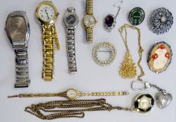 Large quantity of costume jewellery and lady's and gent's wristwatches (2 boxes)