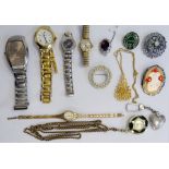 Large quantity of costume jewellery and lady's and gent's wristwatches (2 boxes)