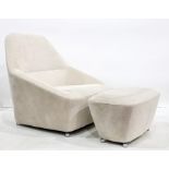 Modern Ligne Roset armchair with footstool, cream ground upholstery  Condition ReportThe chair and