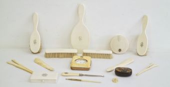 Early 20th century ivory-mounted dressing table set to include brushes, glove stretchers,