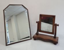 A small mahogany dressing mirror and a framed mirror with stand, with bevelled edge (2)