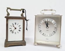 19th century brass four-glass carriage clock and a Junghans Meister West Quartz German carriage