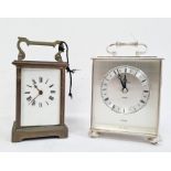 19th century brass four-glass carriage clock and a Junghans Meister West Quartz German carriage