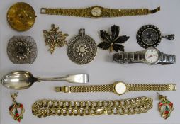 Quantity of sundry costume jewellery, watches, etc (1 box)