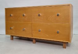 Modern beech chest of four short deep drawers, 134 x 71cm