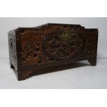20th century Chinese carved camphorwood lined blanket chest, 40cm x 79cm