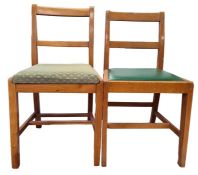 Set of four 20th century oak framed utility furniture chairs and two similar(6)