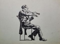 Arthur Henry Andrews (1906-1966) Pen and ink The Violinist, 18 x 24.5cm