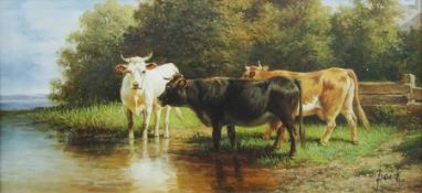 Beack Oil on panel  Study of cows, signed lower right, 19cm x 39cm  Condition ReportSee attached