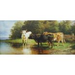 Beack Oil on panel  Study of cows, signed lower right, 19cm x 39cm  Condition ReportSee attached